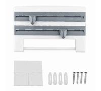 Mtlavishness Organizador de Cocina de Montaje en Pared con dispensadores Integrados para Envoltorio de plástico, Papel de Aluminio y Estante de Almacenamiento de Toallas de Papel (Gris Azul)