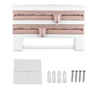 Mtlavishness Organizador de Cocina de Montaje en Pared con dispensadores Integrados para Envoltorio de plástico, Papel de Aluminio y Estante de Almacenamiento de Toallas de Papel (Caqui)