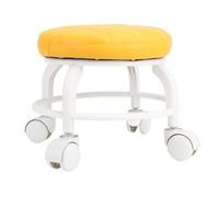 Mtlavishness Rueda Universal Taburete Bajo Taburete con Ruedas de Cuero Taburete con Ruedas Rueda silenciosa Taburete Giratorio para Fregar el Piso Taburete de manicura y pedicura (Naranja)