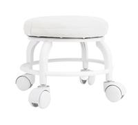 Mtlavishness Rueda Universal Taburete Bajo Taburete con Ruedas de Cuero Taburete con Ruedas Rueda silenciosa Taburete Giratorio para Fregar el Piso Taburete de manicura y pedicura (Blanca)