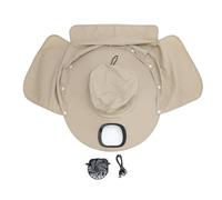 Mtlavishness Sombrero para el sol con ventilador con energía solar con 3 velocidades de viento Protección UPF50 Ala ancha y solapa para el cuello Carga USB Diseño plegable para (Caqui)