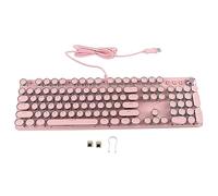 Mtlavishness Teclado mecánico de 104 Teclas, Eje mecánico Real, Interruptor Azul, 2 Colores, Teclado multimodo con Cable de inyección para Videojuegos