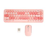 Mtlavishness Teclado USB Ratón 2.4G Retro Lindo ABS Teclado para Juegos Ratón PC Traje para Oficina Hogar (Thème Rose)