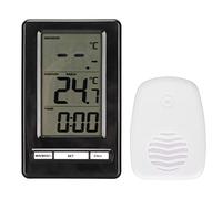 Mtlavishness Termómetro electrónico inalámbrico con gran pantalla LCD y reloj de estación meteorológica, ideal para el hogar, oficinas e invernaderos, mide temperaturas interiores de 0 a