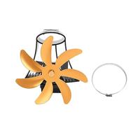Mtlavishness Ventilador de estufa de leña Ventilador silencioso alimentado por calor de 7 aspas para una distribución uniforme del calor en el tubo de la chimenea con soporte (Oro)