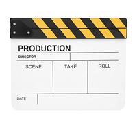 MtlaVishy 30x25cm Director de Clapperboard de clappers Builtin Magnet Photography Action Clap (Tablero Blanco de Tira Amarilla (pav1ywe2))