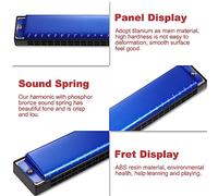 Mtlavishy armónica Professional Armonica Armónica amigable con el medio ambiente Panel de material de resina sin abdominales crujiente y ruidoso para blues folk jazz pop música (Blue)