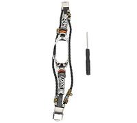 Mtlavishy correa de muñeca de cuero retro para Mi Band 5 6 NFC Diseño de moda y encantador para el material de acero y cuero de acero y cuero de aproximadamente 39 g (Plateado negro)