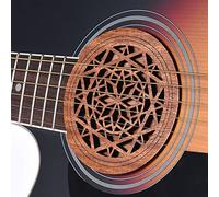 Mtlavishy Cubierta de agujeros de sonido de madera de caoba para eq guitarras populares acústicas reduce la retroalimentación no deseada y protege el orificio de sonido ideal para (6)