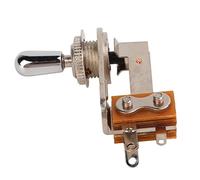 Mtlavishy de 3 vías Interruptor de alternancia en forma de L Electric Guitar Selector Camé de metal de tapa amarilla de crema para control de tonos en guitarras eléctricas (Sombrero plateado)