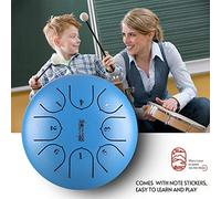 MtlaVishy de 6 pulgadas de tambor de lengua de metal mini tambores de pan manual de 8 tonos con baquetas melodiosos sonidos puros y vacíos instrumentos portátiles para meditación