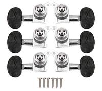 Mtlavishy de clavijas de ajuste de guitarra rápida y precisa adecuada para guitarras acústicas eléctricas Botón de plata cromado Cuerpo de madera negra Manja de grano de madera (Tipo 2)