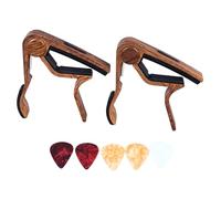 Mtlavishy de guitarra acústica y eléctrica Capo profesional ajustable con cinco selecciones ideales para músicos que tocan una variedad de canciones en diferentes guitarras hechas (Dark Wood Grain)