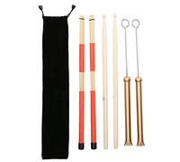 Mtlavishy Drum Stick Juego de diseño retráctil para tambores de jazz y juegos de batería Construcción de metal de bambú de acero con bolsas de lujo (Gold)