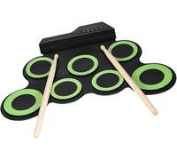 MtlaVishy Tamaño compacto Roll up Digital Electronic Drum Kit para principiantes y niños ideales para el entretenimiento familiar y la reunión de amigos con 7 almohadillas de (White)