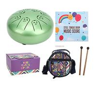 Mtlavishy Tongue Drum Premium 5 5 pulgas 8 Notas Instrumento de percusión de patrón de animales de chakra para niños y adultos con hermoso color verde y bolsa de batería para