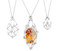 Mtlhbcg Collar con Soporte de Piedra de Cristal: Jaula Hueca Ajustable con 3 Piezas, Redes, Colgante para Joyas y Cuarzo