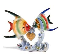 MTME Figuras de porcelana, I Love You (pez dorado), recuerdos, escultura decoración del hogar (doble)