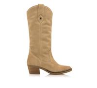 MTNG Botas de tacón Mujer Botas de tacón TEO 59716 Mujer | De Piel, con Interior Piel, caña Alta y Punta Afilada | Botas de tacón Casual | Cierre con Cremallera | 57422 | Beige