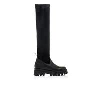 MTNG Botas Planas Mujer Botas Planas Kelly 52730 Mujer | De Piel, con Interior Textil, caña Alta y Punta Redonda | Botas Planas Casual | Cierre con Cremallera | 53290 | Negro