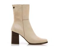 MTNG Botines de tacón Mujer Botines de tacón Porto 59663 Mujer | De Piel, con Interior Piel, caña Alta y Punta Redonda | Botines de tacón Casual | Cierre con Cremallera | 58648 | Beige