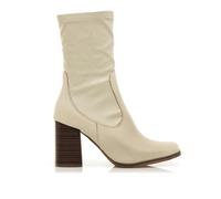 MTNG Botines de tacón Mujer Botines de tacón Porto 59871 Mujer | De Piel, con Interior Piel, caña Alta y Punta Cuadrada | Botines de tacón Casual | Cierre con Cremallera | 58652 | Beige