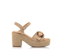 Mustang Sandalias de mujer en textil con plataforma y tacón bloque. Topo 40