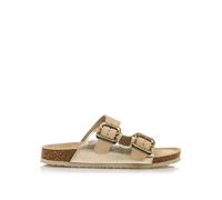 MTNG Sandalias Planas Mujer Sandalias Planas Lazy 59960 Mujer | De Piel, con Interior Piel y Punta Redonda | Sandalias Planas Casual | sin Cierre-Abiertos | 59651 | Beige