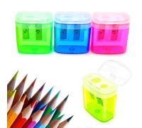 MtnLaur Sacapuntas 4Pcs, Sacapuntas Manuales con tapa, Coloridos con Deposito, Sacapuntas de Doble Agujero de Niños Estudiantes Adultos, Sacapuntas Portátil para Escuela Oficina Hogar y Exteriores