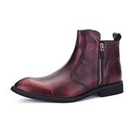 MTnoble Botín de Moda para Hombre Casual Conveniente Cremallera Faux Fleece de Invierno Dentro de Bota Superior Alta (Convencional Opcional) (Color : Wine, Size : 42 EU)