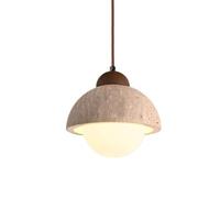 MTNROO Lámpara Colgante De Piedra Natural Travertino 7.0in Lámparas Colgantes Tipo Araña Travertino Poroso Semicircular Con Decoración Madera Base G9 Estilo Wabi-sabi Vintage Para El Hogar,