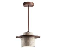 MTNROO Lámpara Colgante Pequeña Cilíndrica Estilo Wabi-sabi Lámpara Colgante Natural Piedra Caliza Amarilla Araña Techo Mediana Un Solo Cabezal E27 Luminaria Techo Decorativa De Madera Para Bar