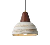 MTNROO Lámpara Colgante Semicircular Hormigón Pantalla Lámpara Colgante Madera Con Decoración Artística Lámpara Techo 9 Pulgadas Aparato Iluminación Vintage De Estilo Japonés Wabi-sabi Para,