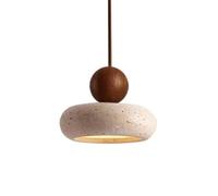 MTNROO Lámpara Colgante Travertino Amarillo Lámpara Techo Colgante Circular Pantalla Piedra Travertino Porosa Natural Luz Cálida LED No Regulable Cableado Fijo Estilo Wabi-sabi Para Sala De Estar
