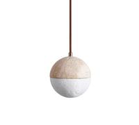 MTNROO Lámpara Colgante Travertino Amarillo Lámparas Colgantes De 4,7 Pulgadas Base G9 Esférica Piedra Travertino Natural Porosa Estilo Wabi-sabi Personalizado Para Sala De Estar, Dormitorio,