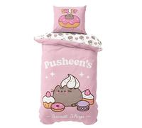 MTOnlinehandel Ropa de cama Pusheen 135 x 200, ropa de cama de 80 x 80 + 135 x 200, ropa de cama infantil y adolescente de microfibra en rosa, agradable y suave (Pusheen gato)