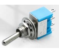 MTS-102 - Juego de 10 mini interruptores basculantes de 3 pines, 2 posiciones ON/ON, interruptor basculante azul para modelismo y proyectos electrónicos, conmutador SPDT 6 A 125 V AC para salpicadero