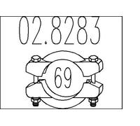 MTS Abrazaderas de sujeción, sistema de escape para PEUGEOT: 106, Partner, Ranch, 206, 307, 205, 309, 405, 306, 406, 605, 206+, Expert (Ref: 02.8283)