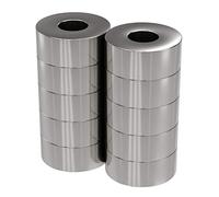 MTS Magnete - Juego de 10 imanes de neodimio (15 x 6 mm, diámetro interior de 6 mm, fuerza de sujeción aprox. 5 kg, para pizarras blancas, tablones de anuncios, pizarras magnéticas, talleres, 10