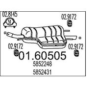 MTS Silenciador De Escape Para Opel Astra G CC 1.6 16V 01.60505