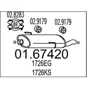 Silenciador trasero 01.67420 MTS para PEUGEOT 206 Hatchback 206+