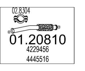 MTS Unión flexible, escape para SAAB: 9-3, 900 (Ref: 01.20810)