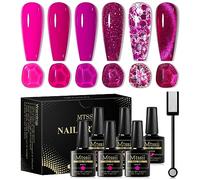 MTSSII Esmalte de uñas de gel rosa caliente y esmalte de uñas de gel de ojos de gato primavera verano caliente rosa rojo púrpura reflectante brillo gel esmalte para bricolaje uñas en casa