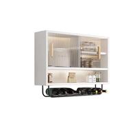 MTSYXYM Armario Cocina Pared de Aluminio - Mueble Colgante con Puertas Correderas y Barra - Armario de Cocina Modular para Almacenaje - Estante de Pared para Vajilla y Especias(Wit,L100xH65xW23cm)