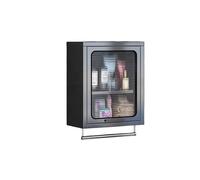 MTSYXYM Armario de Cocina de Pared en Acero Inoxidable - Mueble Colgante con Toallero y Estante Ajustable - Armario para Hostelería, Baño y Balcón(Nero,50x40x18cm)