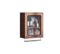 MTSYXYM Armario de Cocina de Pared en Acero Inoxidable - Mueble Colgante con Toallero y Estante Ajustable - Armario para Hostelería, Baño y Balcón(Brass,50x40x18cm)