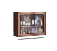 MTSYXYM Armario de Cocina de Pared en Acero Inoxidable - Mueble Colgante con Toallero y Estante Ajustable - Armario para Hostelería, Baño y Balcón(Brass,50x70x18cm)