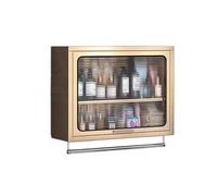 MTSYXYM Armario de Cocina de Pared en Acero Inoxidable - Mueble Colgante con Toallero y Estante Ajustable - Armario para Hostelería, Baño y Balcón(Gold,50x80x18cm)
