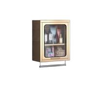 MTSYXYM Armario de Cocina de Pared en Acero Inoxidable - Mueble Colgante con Toallero y Estante Ajustable - Armario para Hostelería, Baño y Balcón(Gold,50x40x18cm)
