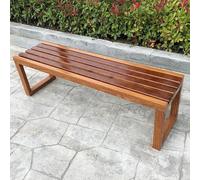 MTSYXYM Banco de Jardín Exterior - Madera Maciza con Tratamiento Anticorrosión - Banco Madera Exterior 120/150cm Sin Respaldo - Estructura de Metal Reforzado para Parque, Terraza y Patio(100x40x45cm)